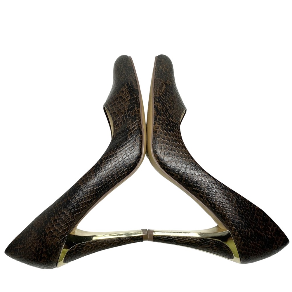 Michael Antonio Snake Embossed Brown Faux Leather Mid Heel Pumps Size 8